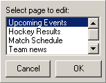 Page selection dialog box